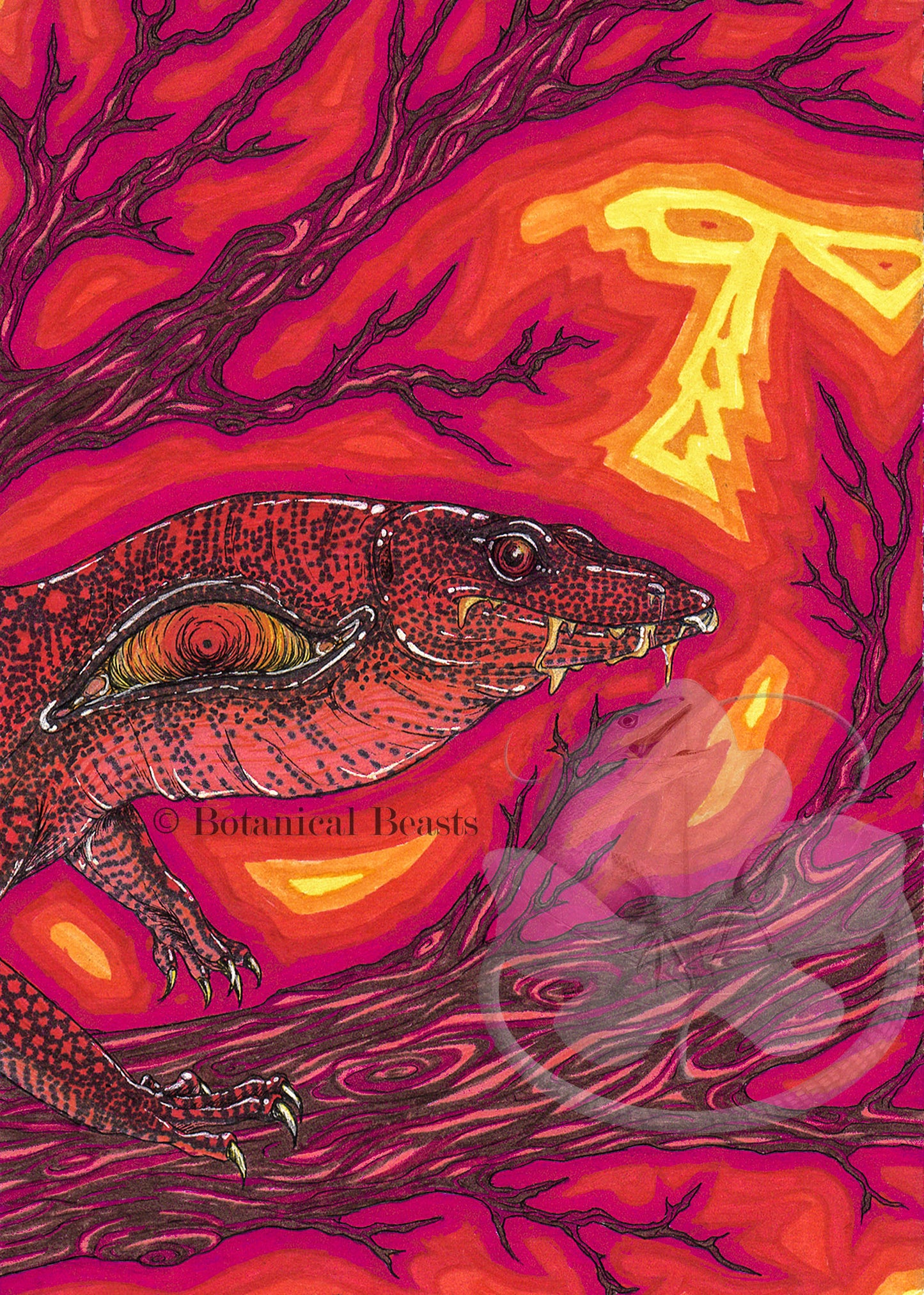 Psychedelic mangrove monitor fine art print